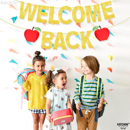 KatchOn Glitter Welcome Back Banner Pre Strung - 10 Feet, Classroom Decor