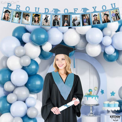 KatchOn Light Blue Graduation Picture Banner - 10ft, Class of 2026 - Personalized, Felt, Horizontal, Unisex Adult