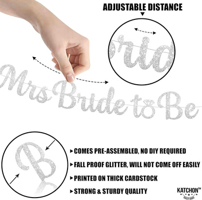 KatchOn, Silver Miss to Mrs Bride to Be Banner - Glitter, 10 Feet, No DIY | Miss to Mrs Banner for Bridal Shower Decorations | Bride To Be Sign, Bachelorette Party Decorations, Bride To Be Decorations