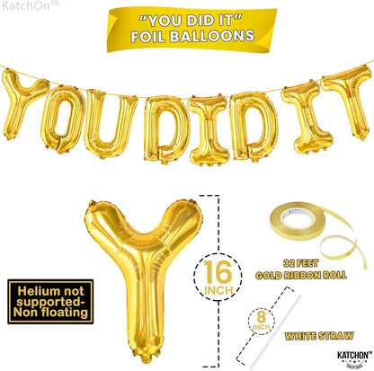 KatchOn, Gold You Did It Balloons - 16 Inch | You Did It Foil Balloon Banner For Graduation Decorations 2026 | Gold Graduation Balloons For Class of 2026 | Grad Party Decorations 2026