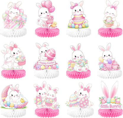 katchon easter centerpieces for tables pack of 12 bunny easter decorations for home 3d honeycomb easter table centerpieces and decorations