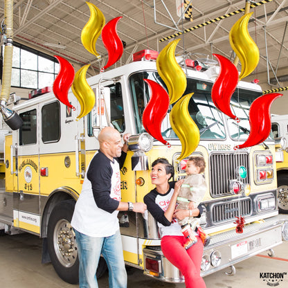 KatchOn, Big Fire Balloons Flames Set - 25 Inch, Pack of 10 | Flame Balloons for Fire Decorations For Party For Adults | Wings Of Fire Balloons, Fire Decorations | Wings Of Fire Decorations Birthday