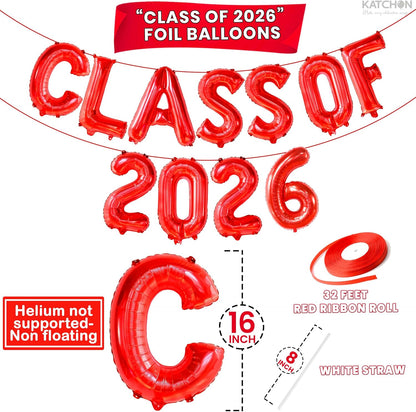 Graduation Decorations 2026 | Red Class of 2026 Balloons - 16 Inch | Graduation Balloons Class of 2026 Decorations, Grad 2026 | 2026 Graduation Party Decorations, Grad Party Decoration, KatchOn