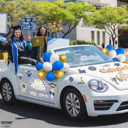 KatchOn, Blue and Gold Graduation Car Magnets with Balloons - Pack of 45 | Car Graduation Decorations Class of 2026 | Car Magnet Decorations for Parade, Car Decorations for Graduation Decorations 2026