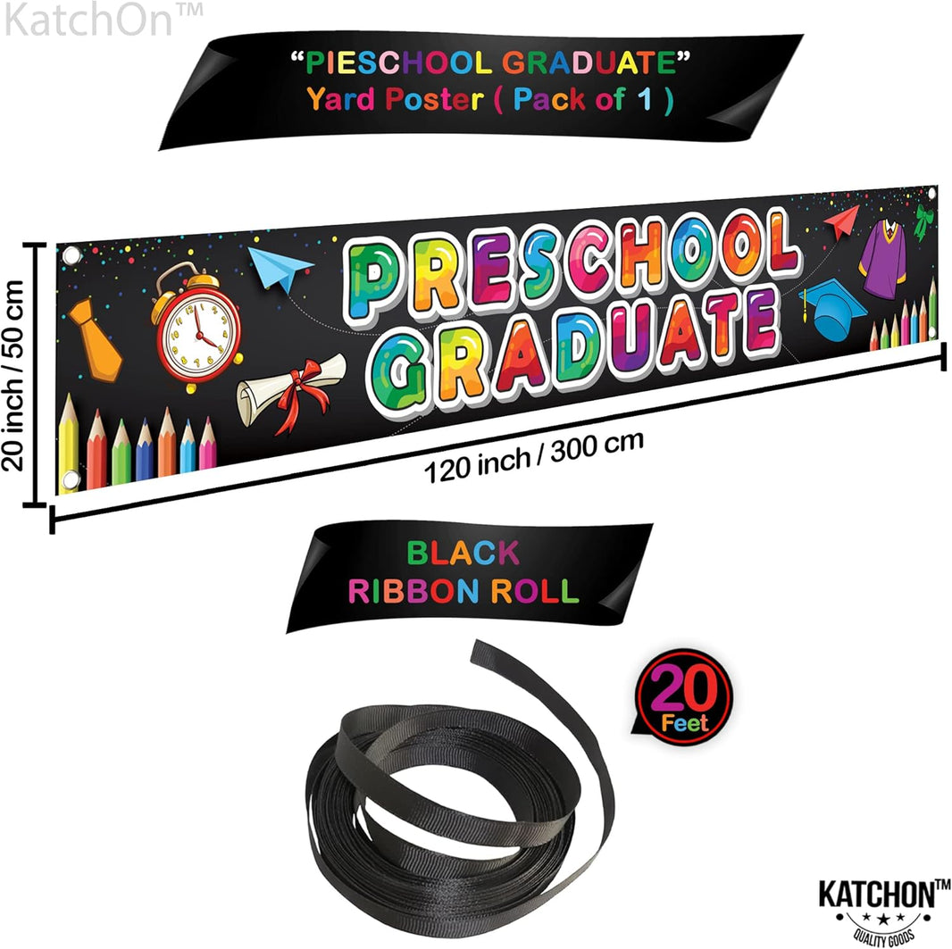 KatchOn, Preschool Graduation Banner 2024-120x20 Inch | Preschool Graduation Yard Sign 2026 | Preschool Graduation Decorations 2026 | Prek Graduation Banner for Prek Graduation Decorations