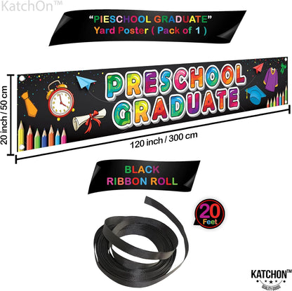 KatchOn, Preschool Graduation Banner 2024-120x20 Inch | Preschool Graduation Yard Sign 2026 | Preschool Graduation Decorations 2026 | Prek Graduation Banner for Prek Graduation Decorations