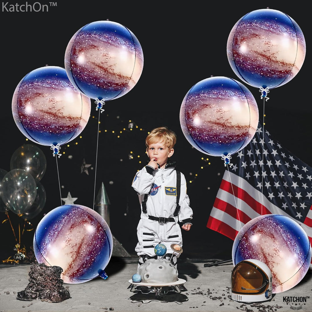 KatchOn, Big 22 Inch Galaxy Balloons - Pack of 6, Galaxy Party Supplies | 360 Degree 4D Round Sphere Space Balloons for Galaxy Party Decorations | Planet Balloons for Outer Space Party Decorations