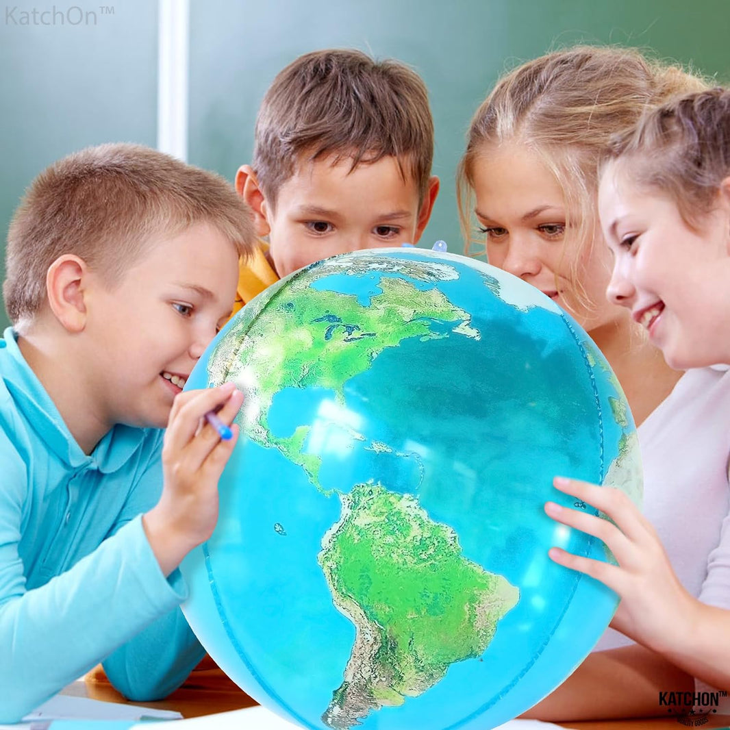 KatchOn, Globe Balloons for Earth Day Decorations - Huge 22 Inch, Pack of 6 | 4D World Map Balloons | Earth Balloons for Party | World Balloons for Globe Decorations, Bon Voyage Party Decorations