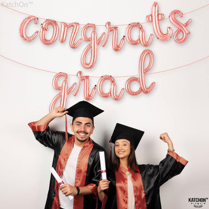 Graduation decorations 2026 | Rose Gold Congratulations Balloons - 16 Inch | Script Congrats Grad Balloons for Graduation Decorations Class of 2026 | Grad party decor, KatchOn