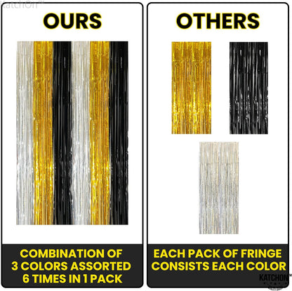 KatchOn, XtraLarge Silver Black and Gold Backdrop - 8x3.2 Feet, Pack of 2 | Black Gold and Silver Party Decorations |Graduation Decorations, The Notorious One Birthday Decorations for Boys
