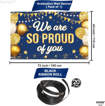 KatchOn, Blue We Are So Proud of You Banner - XtraLarge, 72x44 Inch | Congratulations Banner, Congratulations Decorations | Graduation Backdrop 2024, Graduation Decorations Class of 2024 Blue and Gold