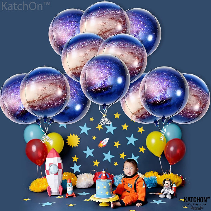KatchOn, Galaxy Balloons for Galaxy Decorations - 22 Inch, Pack of 12 | Space Balloons, Galaxy Birthday Party Decorations, Space Decorations | Planet Balloons, Two The Moon Birthday Decorations Girl