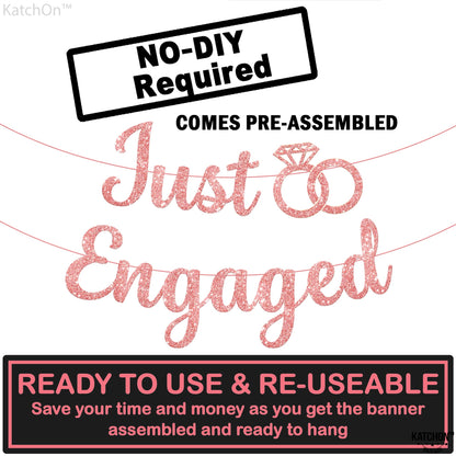 KatchOn Glitter Rose Gold Engagement Banner - 10 Feet, No DIY | Engagement Party Decorations | Just Engaged Sign