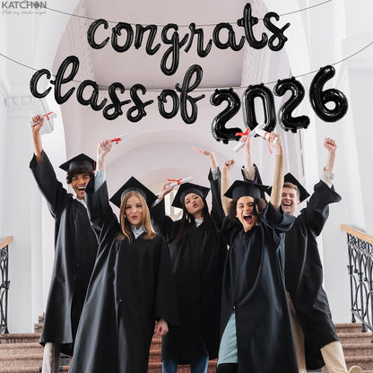 KatchOn, Black Class of 2026 Balloons Banner - Script, 16 Inch | 2026 Balloons Graduation, Graduation Decorations 2026 | Class 2026 Decoration, Class of 2026 Sign
