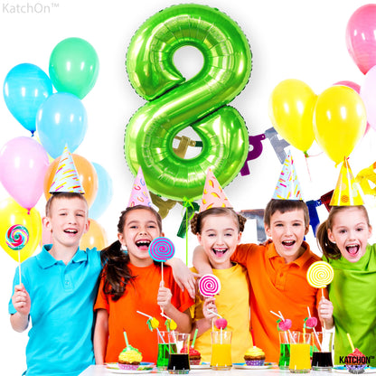 KatchOn, Light Green Number 8 Balloon - 40 Inch | Green Neon 8 balloon Number for 8th Birthday Decorations Boy | Number 8 Green Happy Birthday Balloons for 8th Anniversary Decorations