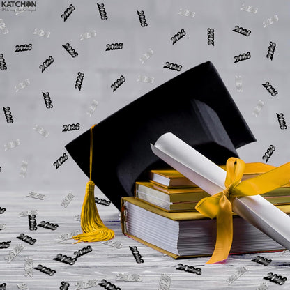 KatchOn, Black and Silver 2026 Confetti - Pack of 500 | Graduation Confetti 2026, Balck and Silver Grad Party Supplies 2026, Graduation Decorations 2026, 2026 Graduation Table Decorations