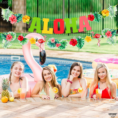 KatchOn, Aloha Banner for Hawaiian Party Decoration - 10 Feet, No DIY | Banner For Luau Party Decoration | Aloha Party Decorations | Aloha Party Banners For Beach Party, Pool Party