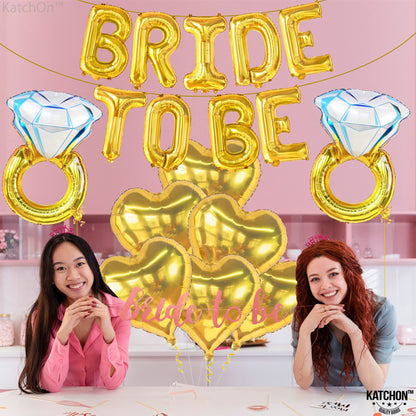 KatchOn, Gold Bride To Be Balloons Set - Pack of 17 | Gold Bride Balloons | Bridal Shower Balloon for Bridal Shower Decorations | Bachelorette Party Decorations