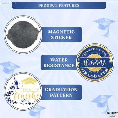 KatchOn, Blue and Gold Graduation Car Magnets with Balloons - Pack of 45 | Car Graduation Decorations Class of 2026 | Car Magnet Decorations for Parade, Car Decorations for Graduation Decorations 2026