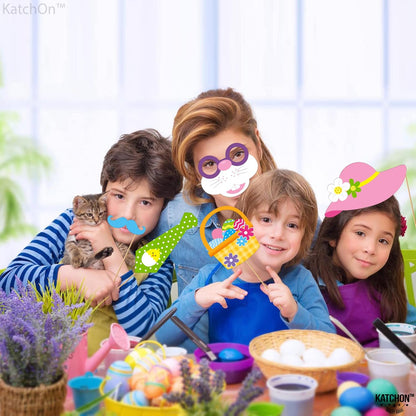 KatchOn, Huge Happy Easter Photo Booth Props - Pack of 43 | Easter Photo Props for Photoshoot | Spring Photo Booth Props, Easter Props for Photography | Easter Picture Props, Easter Party Decorations