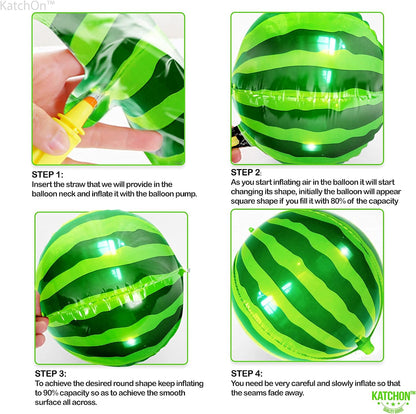 22 Inch Watermelon Balloons - Pack of 6, 4D Round One In A Melon Balloons | Summerween Party Decor | Watermelon Mylar Balloon, Watermelon Birthday Decorations | Summer Party Decoration, KatchOn