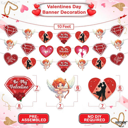 KatchOn, Be My Valentine Banner - No DIY, 3 String, 10 Feet | Diamond and Heart Garland, Valentines Day Decorations | Conversation Hearts Decorations, Valentines Decor | Valentines Day Garland
