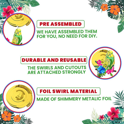 KatchOn Tropical Hanging Swirl Decoration, Pack of 20 | Jungle Decoration for Jungle Party Decorations, Tropical Birds Decorations