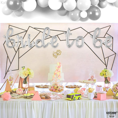 KatchOn, Silver Bride To Be Balloons Script - 16 Inch | Bride To Be Balloon for Bridal Shower Decorations | Cursive Bride To Be Foil balloons | Silver Bride Balloons Bachelorette Party Decorations