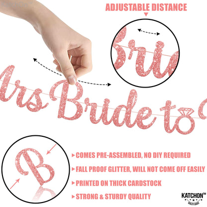 KatchOn, Rose Gold Miss to Mrs Bride to Be Banner - Glitter, 10 Feet, No DIY | Miss to Mrs Banner for Bridal Shower Decorations | Bridal Shower Banner | Bride to Be Sign, Bachelorette Party Décor