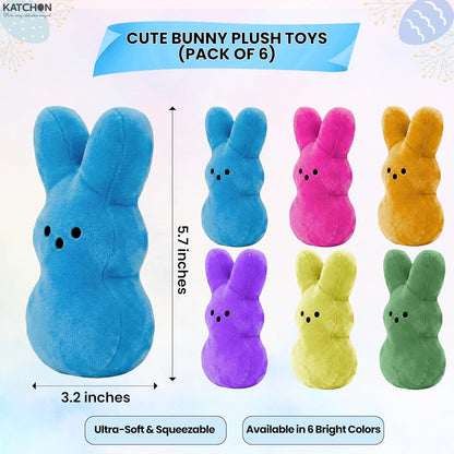 KatchOn, Easter Bunny Plush Toys - 6 Pcs Animal Bunny Stuffed Dolls | Easter Basket Stuffers | Soft Plush Bunny Decorations | Perfect Easter Party Favors or Easter Gifts for Easter Decor