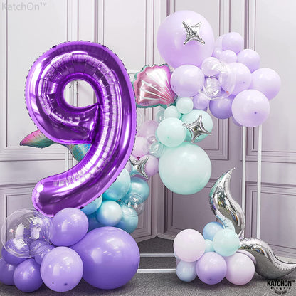 KatchOn, Giant Purple Number 9 Balloon - 40 Inch | Foil 9 Birthday Balloon for 9th Birthday Decorations | 9th Anniversary Decoration | Purple Party Decoration