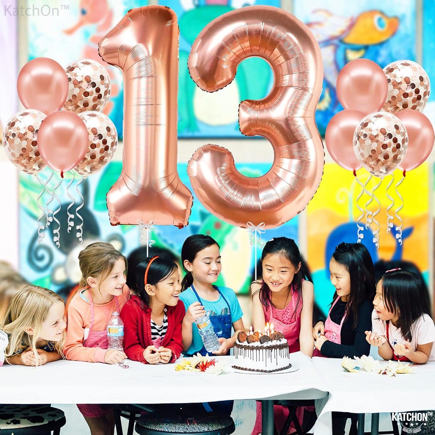 KatchOn, Rose Gold 13 Balloon Numbers - Giant, 40 Inch | 13th Birthday Decorations for Girls | 13 Rose Gold Balloons for 13 Birthday Decorations for Girls | Rose Gold Number 13 Balloons for Birthdays