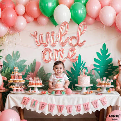 KatchOn Big Rose Gold Wild One Balloons - 16 Inch | Rose Gold First Birthday Decorations
