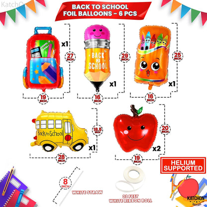 KatchOn Back to School Balloons Set – Pack of 6, Classroom Decor