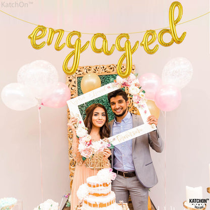 KatchOn, Cute Gold Engaged Balloons Letters - 10 Feet | Engagement Balloons for Engagement Party Decorations | Engaged Banner, engagement Decorations | Bachelorette Party Decorations, engaged Sign