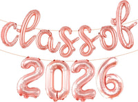 KatchOn, Rose Gold Class of 2026 Balloons Banner - Script, 16 Inch | Graduation Balloons for Rose Gold Graduation Decorations 2026 | Class Of 2026 Decorations, Graduation Party Decorations