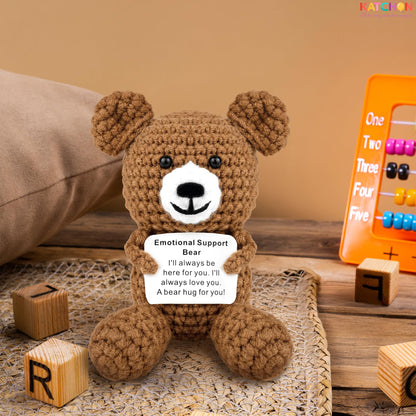 KatchOn, Emotional Support Crochet Teddy Bear | Crochet Animals with Positive Messages | Positive Crochet Animals, Coworker Gifts | Stuffed Animal | Emotional Support Bear