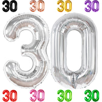 KatchOn, Silver 30 Balloon Numbers - 40 Inch | 30 Number Balloons | 30th Birthday Decorations for Her, Him | 30th Anniversary Decorations | Silver Birthday Decorations