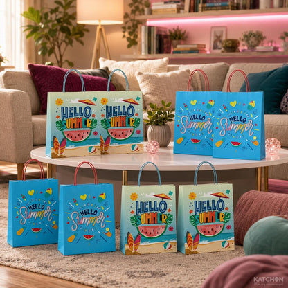 KatchOn, 16 Pcs Hello Summer Gift Bags | Summer Party Decorations | Summer Themed Gift Bags, Luau Party Decorations, Pool Party Goodie Bags, Pool Party Decorations, Tropical, Hawaiian Docor