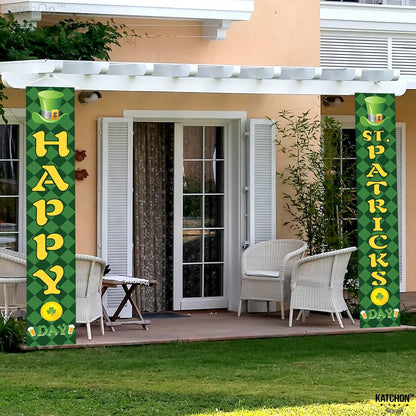 KatchOn, St Patricks Day Banner, 2 Pieces - 72x12 Inch | Happy St Patricks Day Banners, St Patricks Day Party Decorations | St Patricks Day Porch Sign, Shamrock St Patricks Day Decorations for home