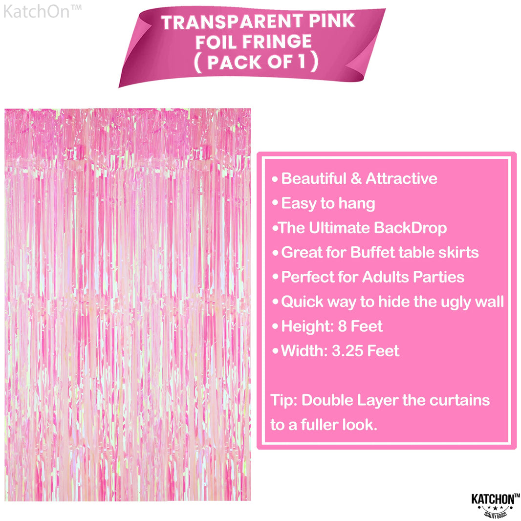 KatchOn, XtraLarge Iridescent Pink Backdrop Curtain - 3.2x8 Feet | Pink Streamers for Birthday, Gender Reveal, Bachelorette, Wedding, Bridal Shower Decorations | Pink Iridescent Party Decorations