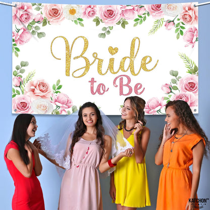 KatchOn, Pink Bride to Be Banner - XtraLarge 72x44 Inch | Bridal Shower Backdrop for Bride to Be Decorations | Bride to Be Wall Decorations | Bridal Shower Banner for Pink Bridal Shower Decorations