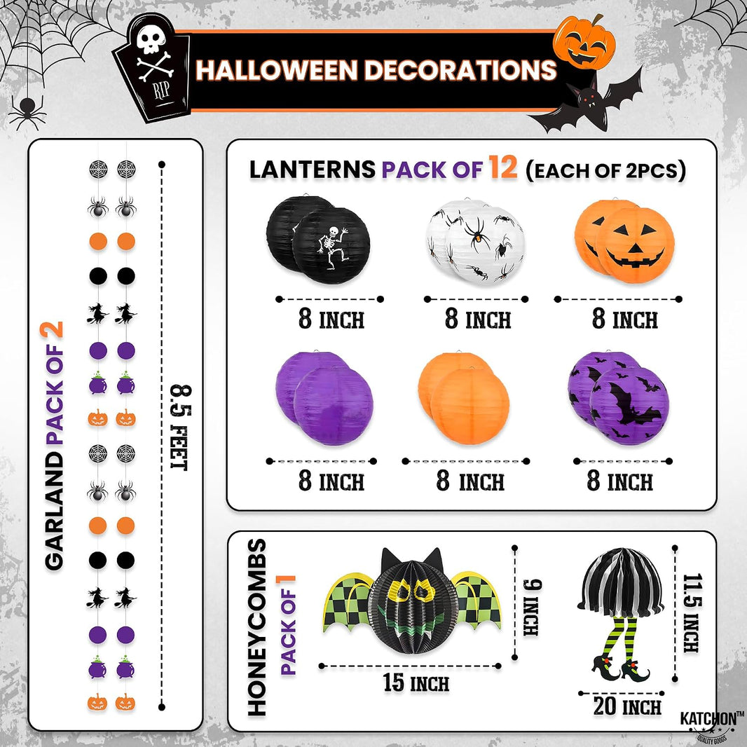 KatchOn Halloween Hanging Paper Lanterns Set, Pack of 15