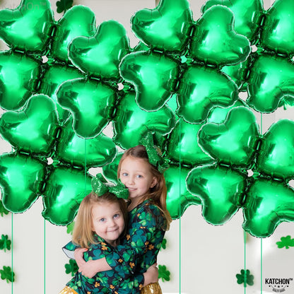KatchOn, Pack of 12, St Patricks Day Balloons - 18 Inch, Shamrock Balloons | 4 leaf Clover Balloons for St Patricks Day Decorations | Lucky Balloons for Shamrock Decorations | St Patricks Balloons
