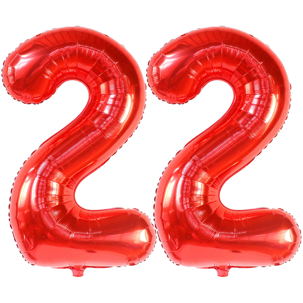 KatchOn, Red 22 Balloon Number - 40 Inch | 22 Number Balloons | Birthday Decorations for Women, Men | 22nd Happy Anniversary Decorations | Red Birthday Decor