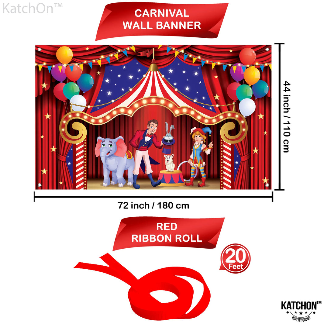 KatchOn, XtraLarge, Circus Banner - 72x44 Inch | Circus Theme Party Decorations, Carnival Decorations for Birthday | Carnival Games Backdrop, Photo Booth Banner for Party Decorations