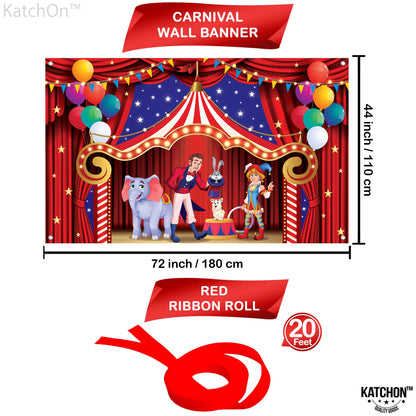 KatchOn, XtraLarge, Circus Banner - 72x44 Inch | Circus Theme Party Decorations, Carnival Decorations for Birthday | Carnival Games Backdrop, Photo Booth Banner for Party Decorations
