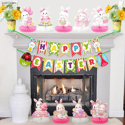 katchon easter centerpieces for tables pack of 12 bunny easter decorations for home 3d honeycomb easter table centerpieces and decorations