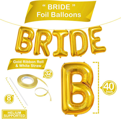 KatchOn, Giant Gold Bride Balloons - 40 Inch | Bachelorette Party Decorations | Gold Bride Balloon for Bridal Shower Decorations | Bridal Shower Balloon | Bachelorette Balloons