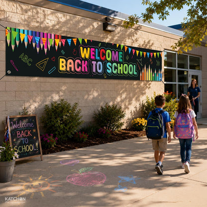 KatchOn Back To School Banner Yard 120x20 Inch Back to School Decorations